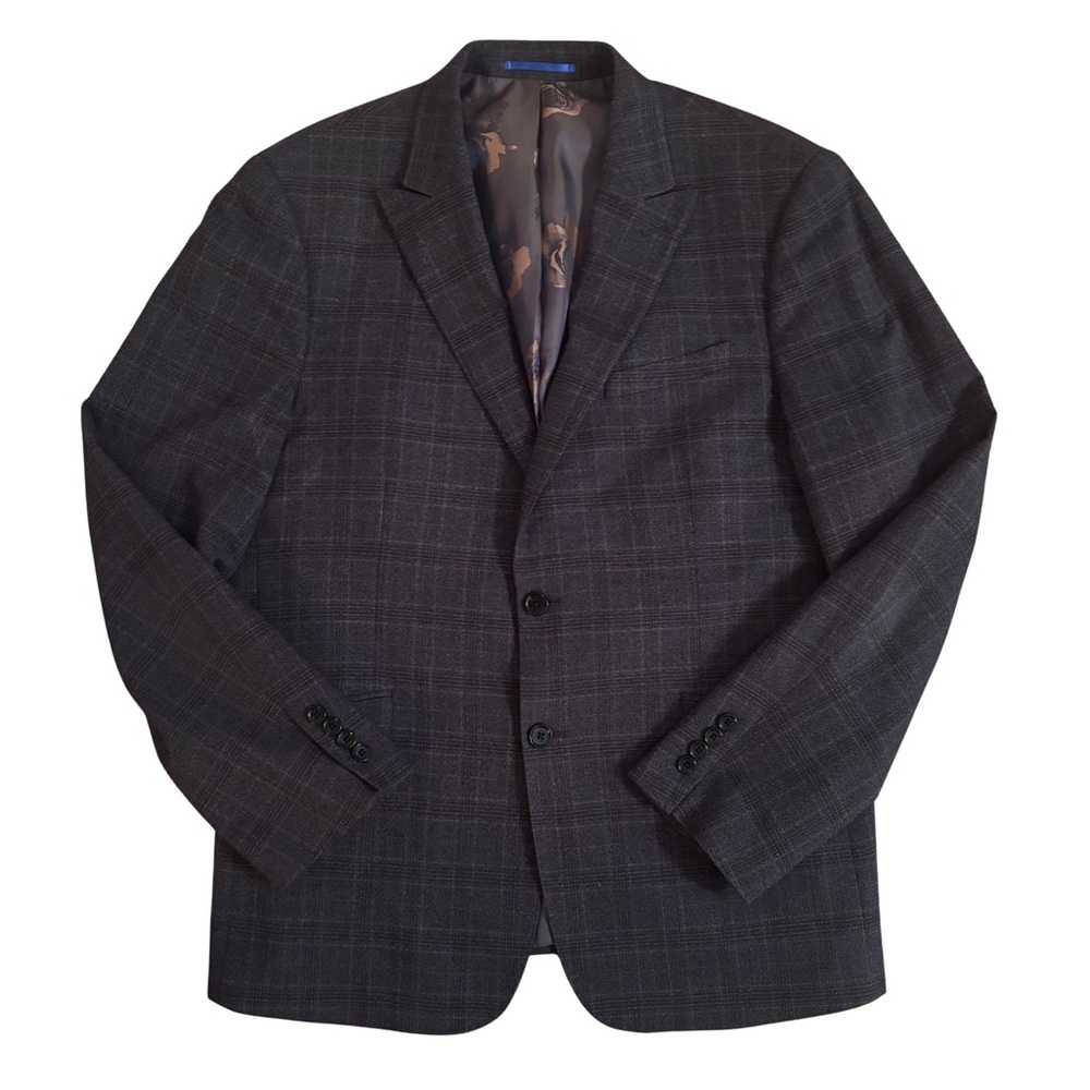 Sondergaard Copenhagen Men's Charcoal/Brown Plaid Slim Blazer